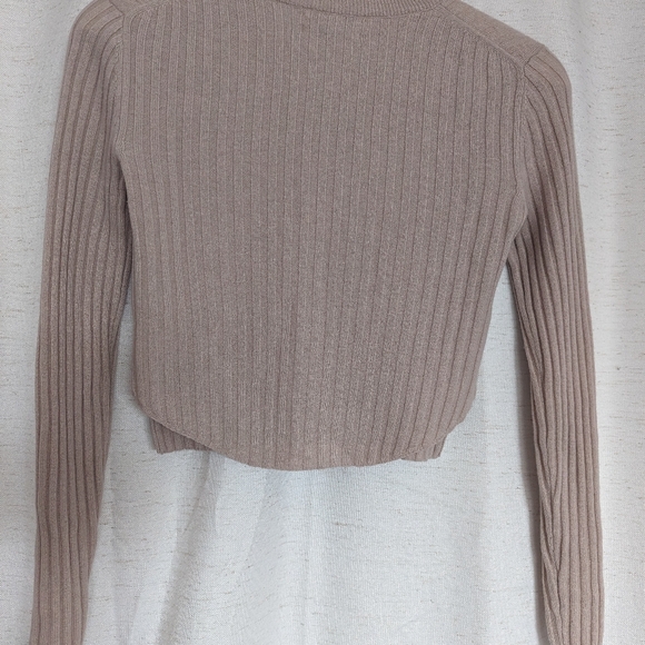 ARITZIA BABATON Nathaniel sweater wool linen cropped rib knit pullover beige XS - Picture 5 of 7